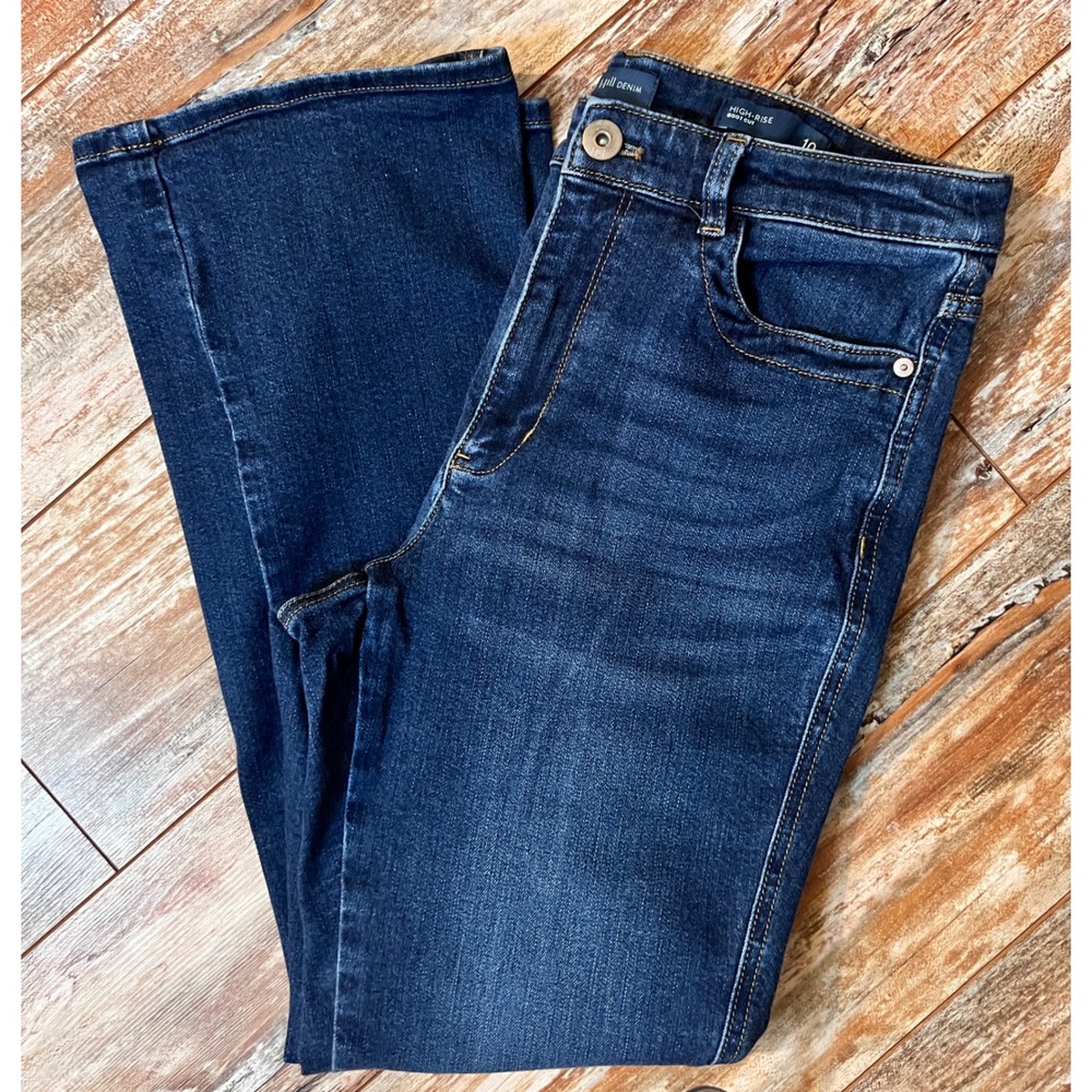 J Jill Denim High Rise Boot Cut Jeans Womens 10P Dark Wash Stretch Petite
